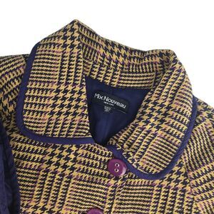 Mix Nouveau Womens Large Gold/Purple 2 Button‎ Houndstooth Long Sleeve Jacket